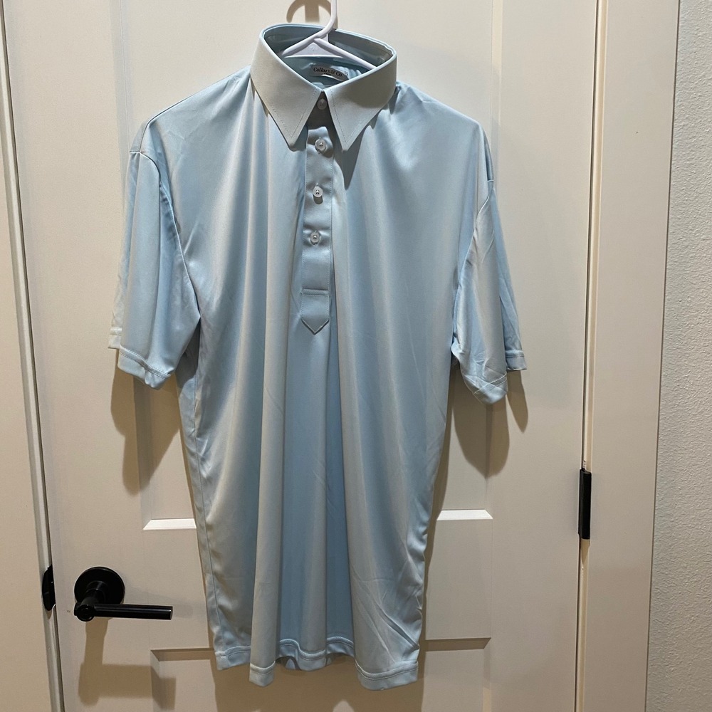 Collars & Co. Men's Short Sleeve Polo. Light Blue. Large.‎ Firm Dress Collar.